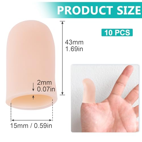 10PCS Silicone Finger Protectors - Gel Thumb Guard for Arthritis Relief - Beige