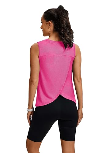 Loose Fit Sleeveless Yoga Tank Top - Pink, Large