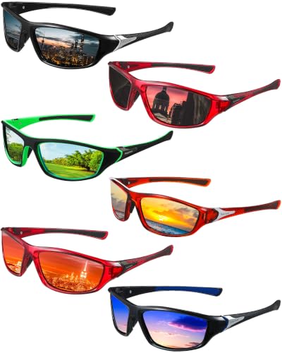 Frienda 6 Pack Polarized Sport Sunglasses for Men - Delicate Colors Variation