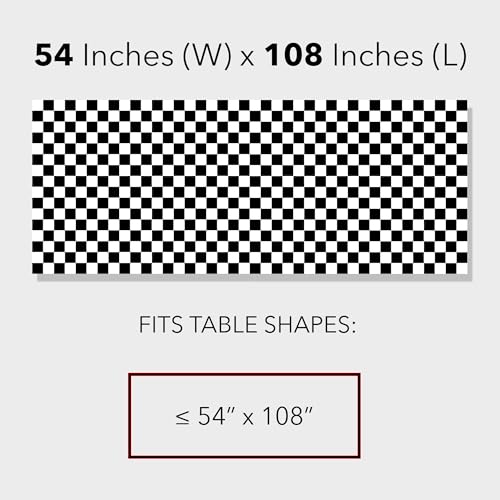 Black & White Checkered Tablecloths - 2 Pack Plastic Party Covers