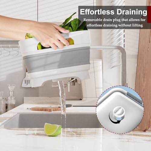 MontNorth 2.4 Gallon Gray Collapsible Wash Basin with Drain Plug, 9L Portable