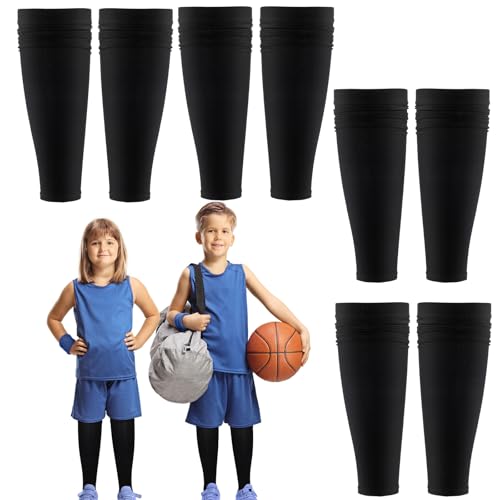 Tarpop 4 Pairs Youth Soccer Leg Sleeves Black Compression Support