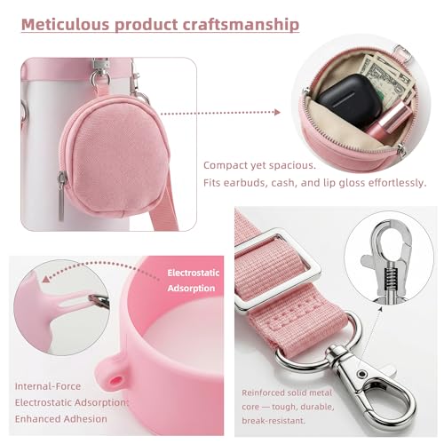 Pink Water Bottle Carrier Strap Set for Owala 16oz-40oz - Elystara