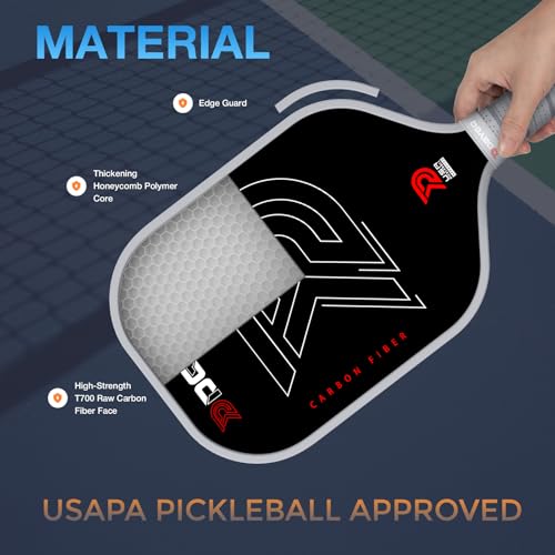 Pickleball Paddle with Polypropylene Honeycomb Core - Grey, 16.92" x 7.36"