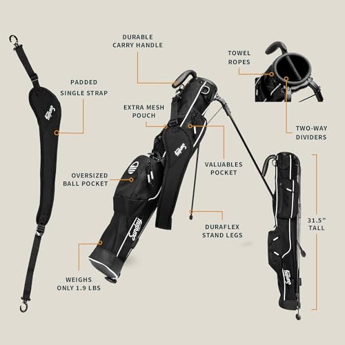Lightweight Sunday Golf Bag with Stand - Black