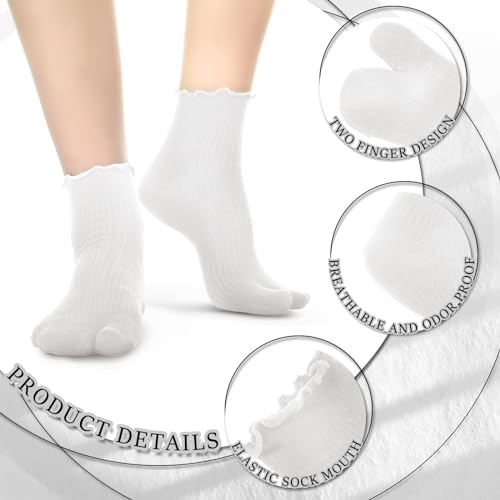 Bencailor 6 Pairs Women’s Split Toe Tabi Socks - Size 8-11, Simple Colors