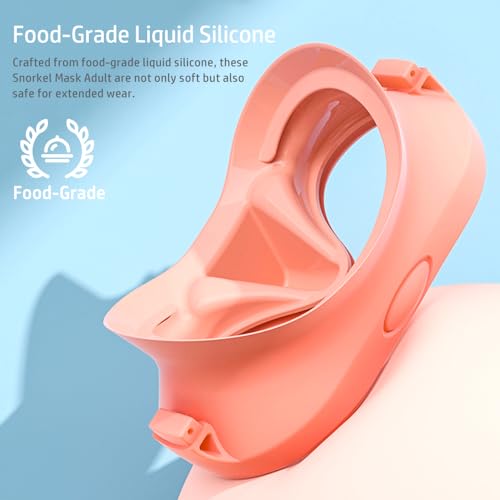 KLERICER Pink Snorkel Set for Adults - 180° Panoramic Anti-Fog Frameless Mask & Snorkel