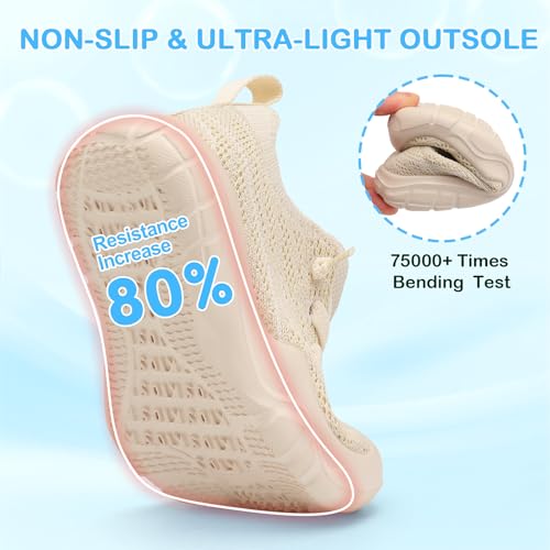 Toddler Sneakers - Breathable Slip-On Barefoot Shoes - Beige