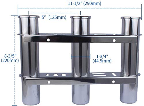 Marinebaby 3-Rod Flush Mount Fishing Rod Holder, 316 Stainless Steel