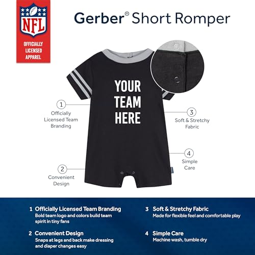 NFL Baby Boy Short Sleeve Romper with Team Logo
