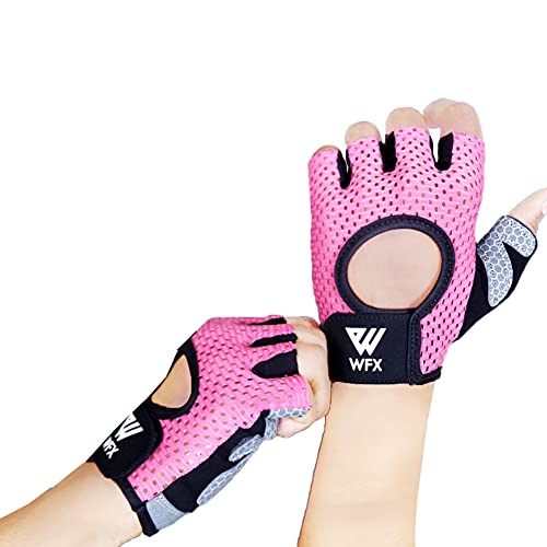 Weight Lifting Gloves with Wrist Wrap Support - Medium Pink