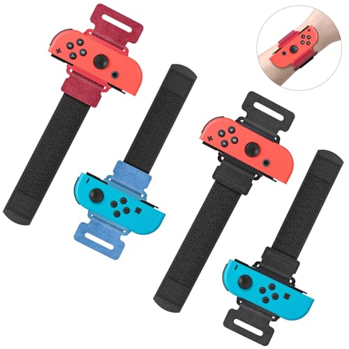 Adjustable Wrist Bands for Motion Controller Games - 4 Pack - Red, Green, Black