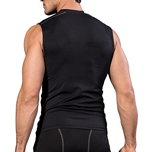 Odoland 5 Pack X-Large Black Dry Fit Base Layer Tank Top – Sleeveless Athletic Shirts