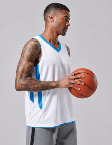 Men's Reversible Basketball Jerseys - 10 Pack, Carolina Blue/White
