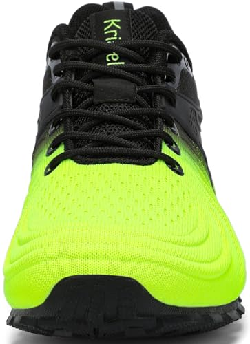 Kricely Men's Walking Shoes Fluorescent Yellow Lightweight Breathable Non Slip Gym Sneakers