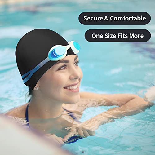 4 pcs Elastic Swim Caps for Both Women & Men Kids Fabric Durable