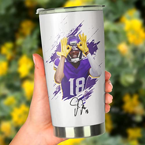Justin Minnesota Jefferson Griddy Insulated 20oz Stainless Steel Tumbler with Lid - Football Fan Gift
