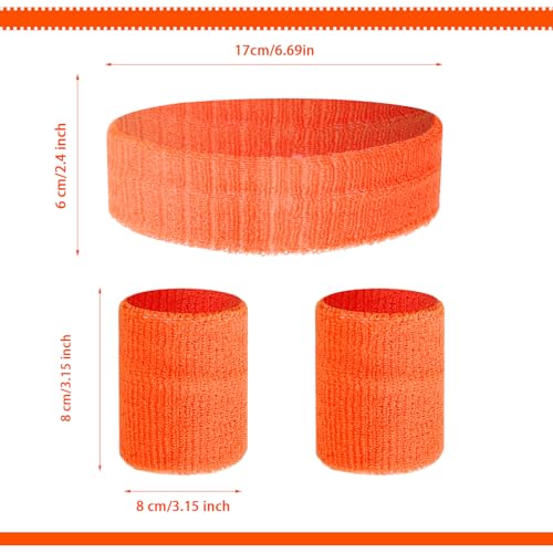 Retro Sweatbands and Striped Socks Set - Solid Orange