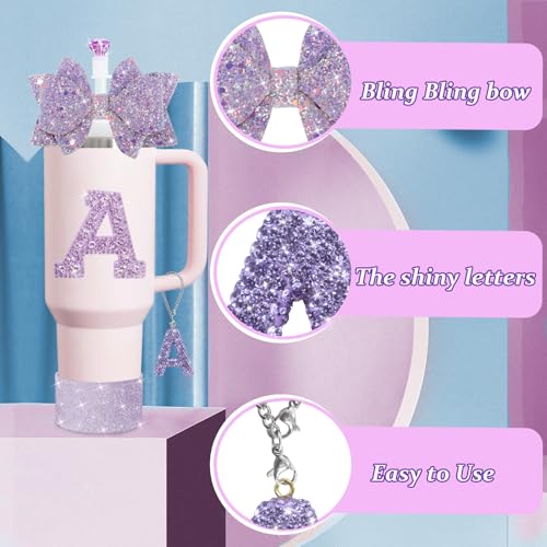 Stanley Cup Accessories Set - Purple A, Letter Charm & Straws