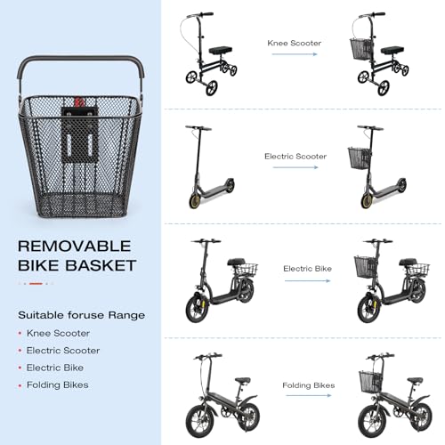CXWXC Front Basket for E-Scooter with Quick-Release Handlebar Bracket
