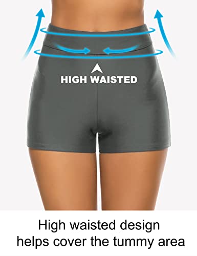 High Waisted Women's Swim Shorts with Tummy Control