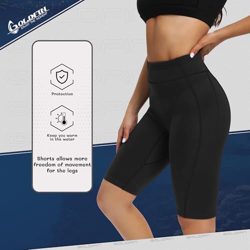 GoldFin Women's 2mm Neoprene Wetsuit Shorts - Black, Medium
