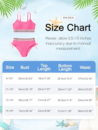 Girls Swimsuits Teen Two Piece Bathing Suit High Waist Bikini Set