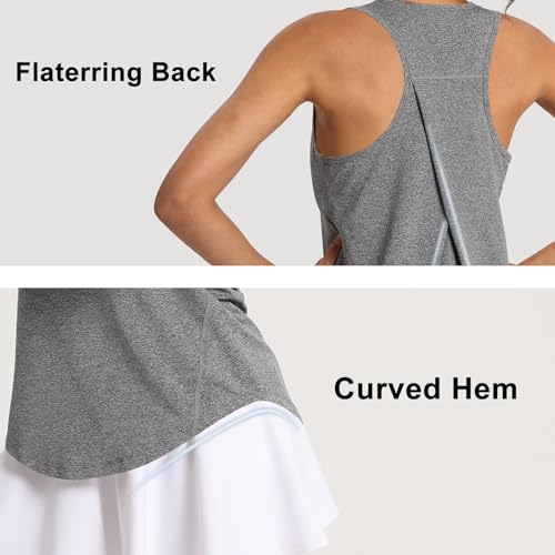 Women's Racerback Athletic Tank Top - Loose Fit Yoga Gym Shirt - Grey X-Small