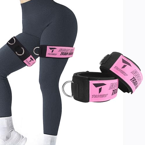 TAVIEW Adjustable Neoprene Thigh & Ankle Resistance Bands with 2D-Rings – 1 Pair for Leg & Glute Workout