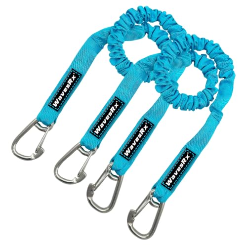 WAVESRX DockingPal Blue Flat Bungee Dock Lines for Boats & PWC - 3ft