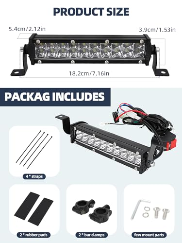 7 Inch 60W 4200LM Universal Dirt Bike Light Bar for Most 7/8" Handlebar Models