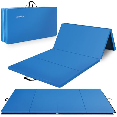 Folding Gymnastics Mat - Blue 10x4 Feet, 2-Inch Thick for Tumbling, Yoga, Pilates