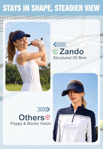 Structured Brim Visor Hat for Women - UPF 50+, One Size / Navy Blue