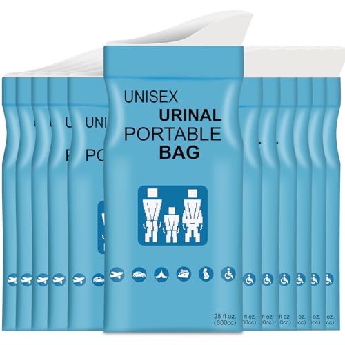 Portable Disposable Urine Bags with Absorbent Pad - Blue, 12 Count