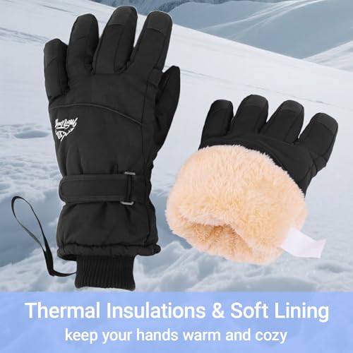 Men's Windproof Fleece Lined Ski Gloves - Black for Man