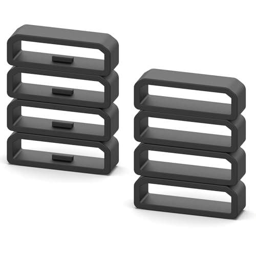 26mm Watch Band Keeper Loops - Black Silicone Fastener Rings