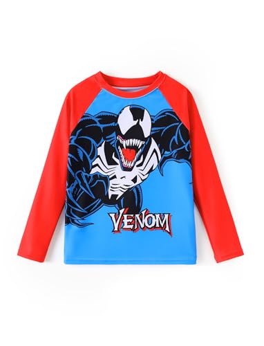 Kids UPF 50+ Long Sleeve Rash Guard Swim Shirt - 6-7 Years, Marvel Venom