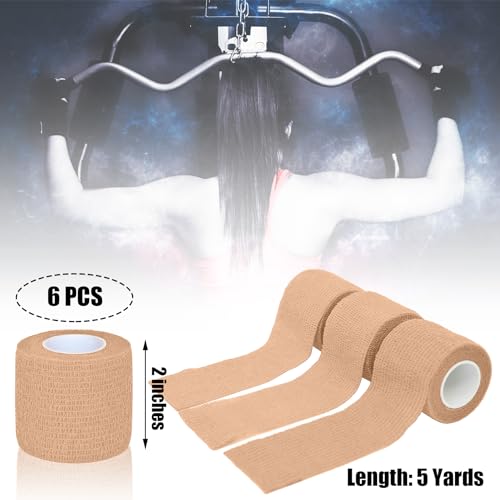 Self-Adhesive Bandage Wrap - Skin Color, 6 Pack, 2 Inch x 5 Yards