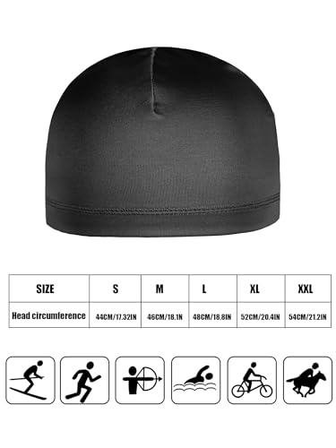 Doo Rags Skull Cap for Men - Sweat Wick - Medium Black
