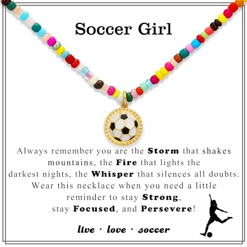 Colorful Beaded Necklace for Soccer Fans - 14+2 Inches