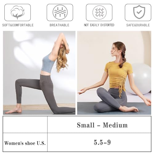 Non-Slip Pilates Socks with Grips for Women - 3 Pair Grey Cotton
