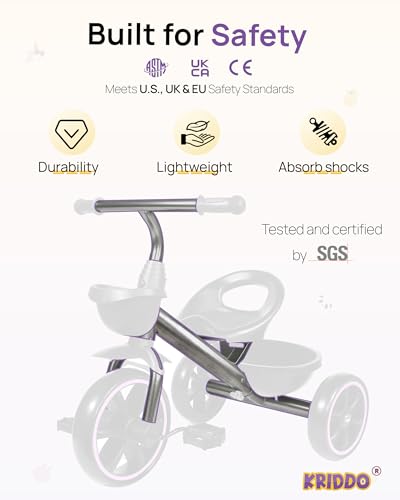 Toddler Tricycle for Ages 2-5 - Easy to Assemble, Pink