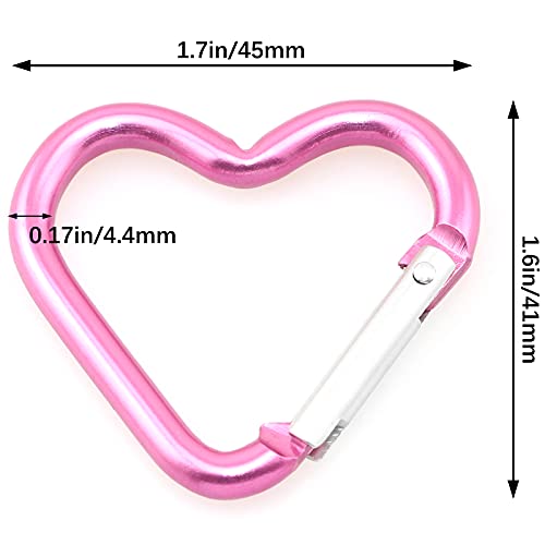 Heart-Shaped Aluminum Snap Hooks - 10PCS Rose Hermosa for Camping