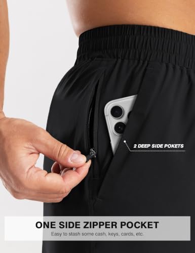 Men's Athletic Running Shorts - Quick Dry, Breathable, with Pockets - Medium/Black