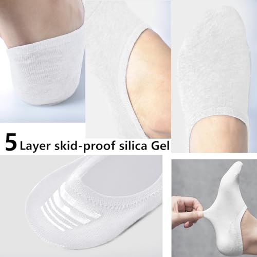 DIBAOLONG Women's No Show Non-Slip Flat Boat Line Low Cut Socks 8-10 / 4 Pair - White
