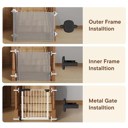 Baby Gate Banister Adapter, 2Pcs Applied to Mesh & Iron Gates, Fit Square/Round Railings, No-Drilling Mounting Stair Banister Protector, Black