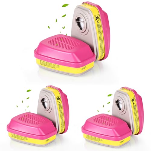 3 Pairs 60923 Respirator Filters, 60923 Respirator Cartridges, Particulate Filter Fit for 6000, 7000 Series Respirators, Against Acid Gases, Dust, Particulates