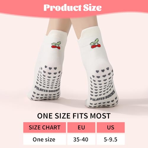 Women's Non-Slip Pilates Socks with Grips - 6/8 Pairs, Multiple Colors