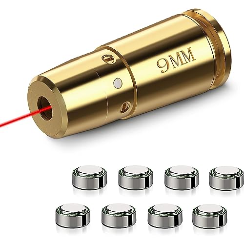 9mm Laser Bore Sight - Red Boresighter with Extra Batteries - Gold