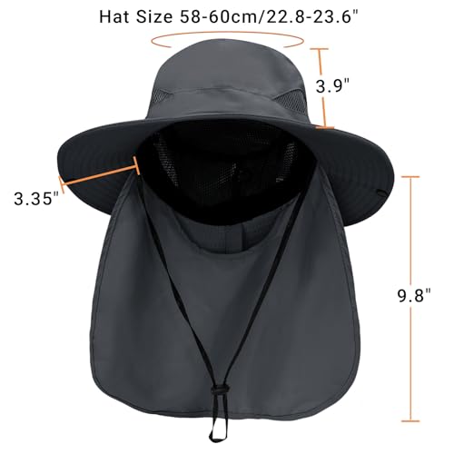 Sun Bucket Hat with Neck Flap for Men & Women - Blue